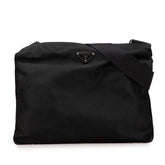 プラダ 三角ロゴプレート 斜め掛け ショルダーバッグ ブラック ナイロン レディース PRADA 【中古】